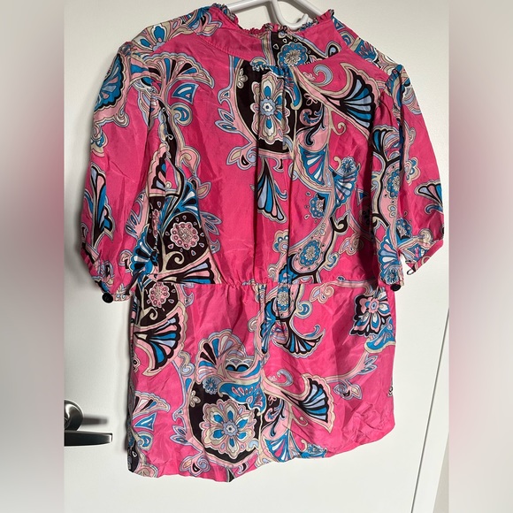Banana Republic Paisley Pink Silk Blouse Top Shirt - Picture 2 of 5